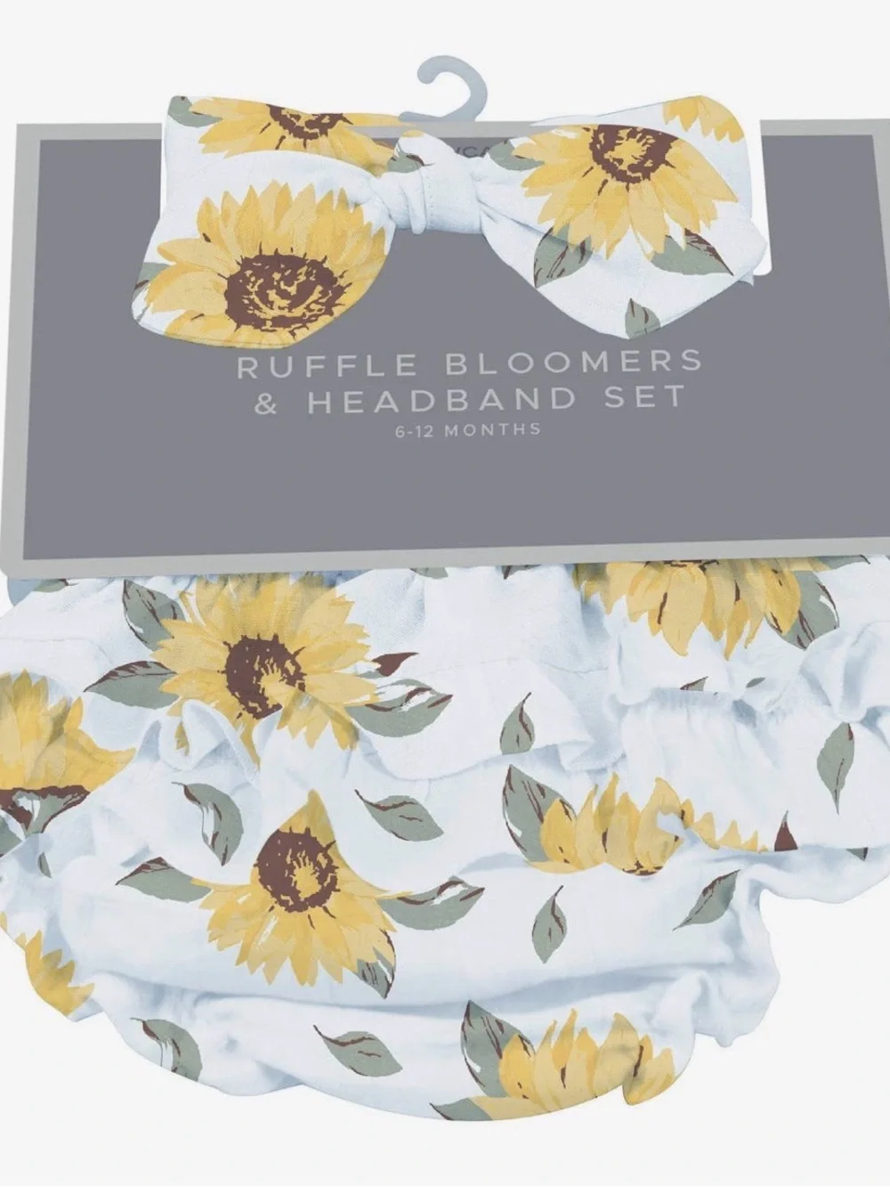 Sunflower Ruffle Bloomers & Headband Set - White/Yellow